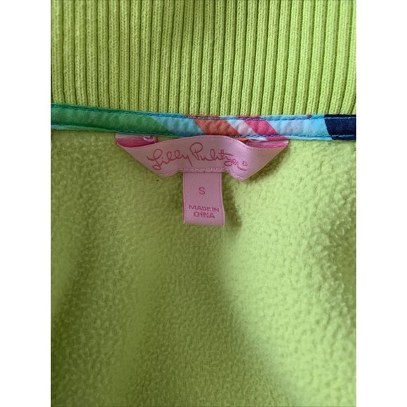 Lilly Pulitzer lime green fleece jacket coat small Warm Full Zip Excellent RARE - Picture 7 of 9